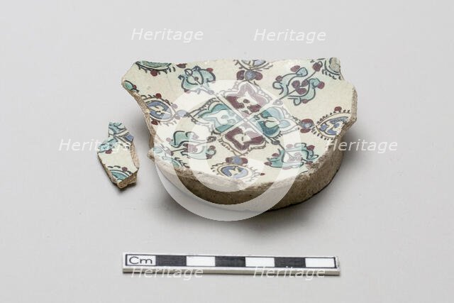 Fragmentary base of a bowl, Saljuq period, early 13th century. Creator: Unknown.