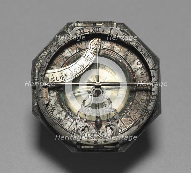 Compass and Sun Dial, 1700-1750. Creator: Unknown.