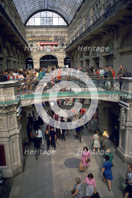 The soviet-era GUM department store in Moscow, 19th century. Artist: Unknown