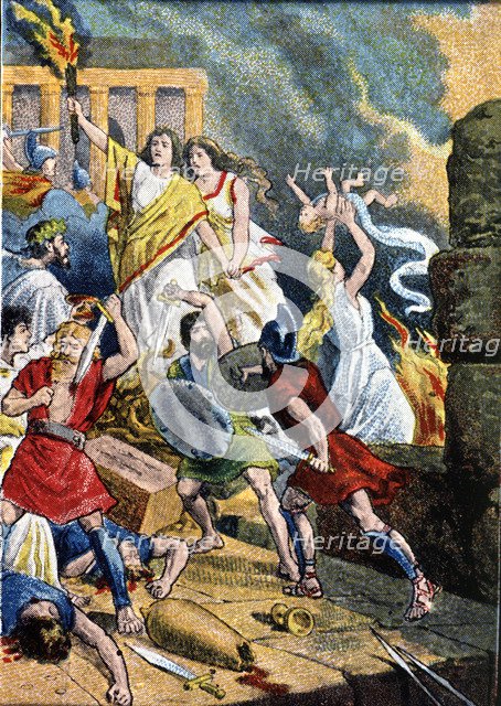 Destruction of Numancia at the siege of the Roman army led by Scipio 'The African', 133 bC.