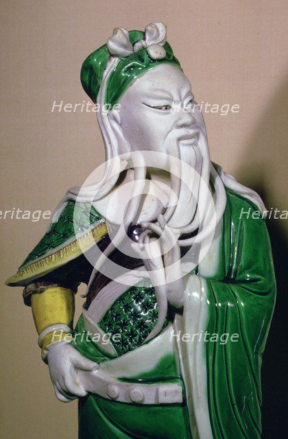 A porcelain figure of Kuan-ti, a war-god, 17th century. Artist: Unknown
