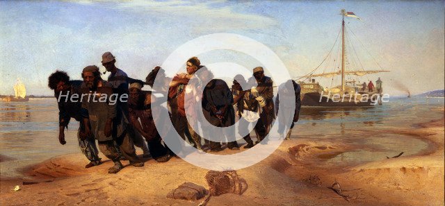 Barge Haulers on the Volga, 1872-1873. Artist: Repin, Ilya Yefimovich (1844-1930)