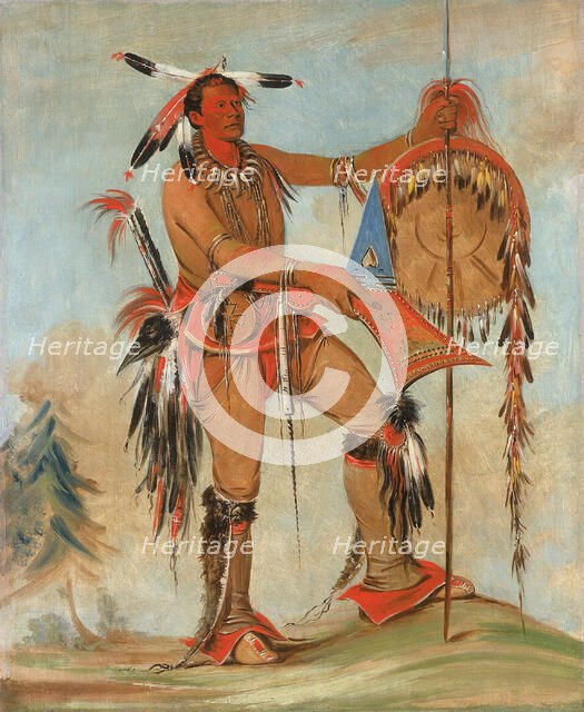 Ah-móu-a, The Whale, One of Kee-o-kúk's Principal Braves, 1835. Creator: George Catlin.