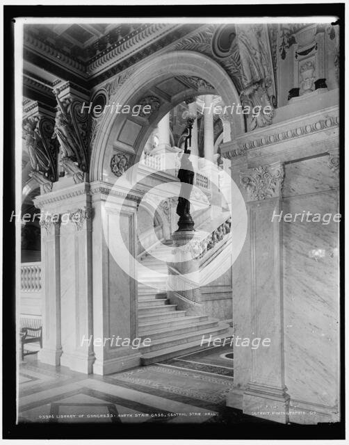 Library of Congress, north stair case, central stair hall, 1900 or 1901. Creator: Unknown.