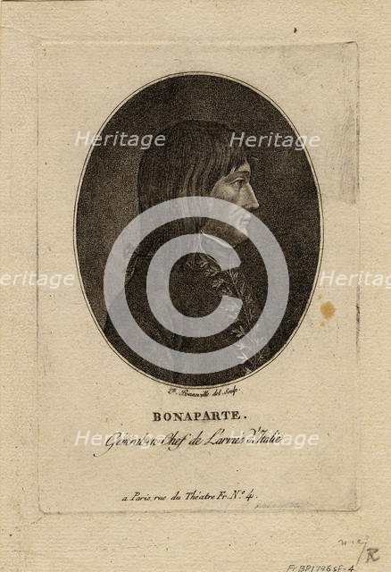 Napoleon as commander of the Army of Italy, c. 1798. Artist: Bonneville, François (active 1787-1802)