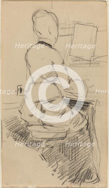 Young Woman Seated at a Piano [recto], c. 1890. Creator: Jean Louis Forain.