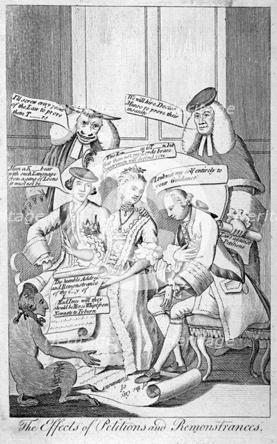 'The effects of petitions and remonstrances', 1770. Artist: Anon