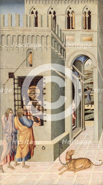 Saint John the Baptist in Prison Visited by Two Disciples, 1455/60. Creator: Giovanni di Paolo.