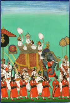 Rajah of Jodhpur Riding an Elephant, c. 1780. Artist: Indian Art  