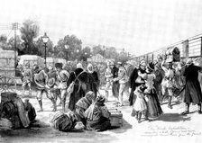 The Indian Frontier Rising: wounded and sick officers and men arriving at Rawal Pindi..., 1898. Creator: Unknown.