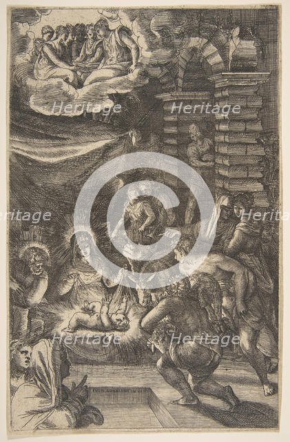 Adoration, ca. 1550-65. Creator: Giulio Bonasone.