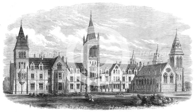 New Charterhouse School buildings at Godalming, 1872. Creator: Unknown.