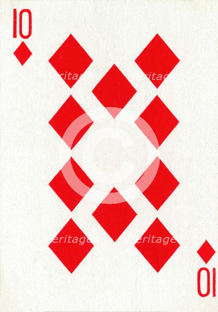 10 of Diamonds from a deck of Goodall & Son Ltd. playing cards, c1940. Artist: Unknown.