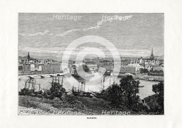The harbour at Bayonne, France, 1879. Artist: Unknown