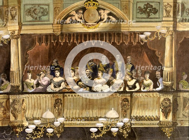 Theater box at the Royal Theatre with Maria Cristina, 1879' Alfonso XII, King of Spain (1857-1885…