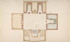 Plan and Elevations of a Room, ca. 1830. Creator: Anon.