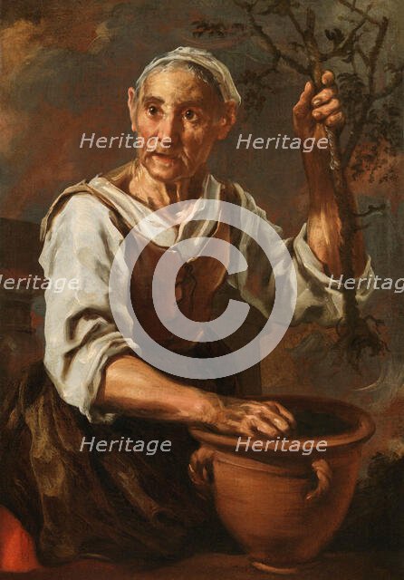 Donna che invasa un alberello (Woman planting a small tree), c.1654. Creator: Keilhau (Keil), Bernardo Eberhart, (Monsù Bernardo) (1624-1687).