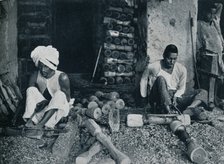 'Turning wooden bed legs', c1942. Artist: Unknown.