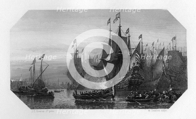 Piet Pieterszoon Hein brings in the silver fleet, Netherlands, 1629 (c1870). Artist: W Steelink