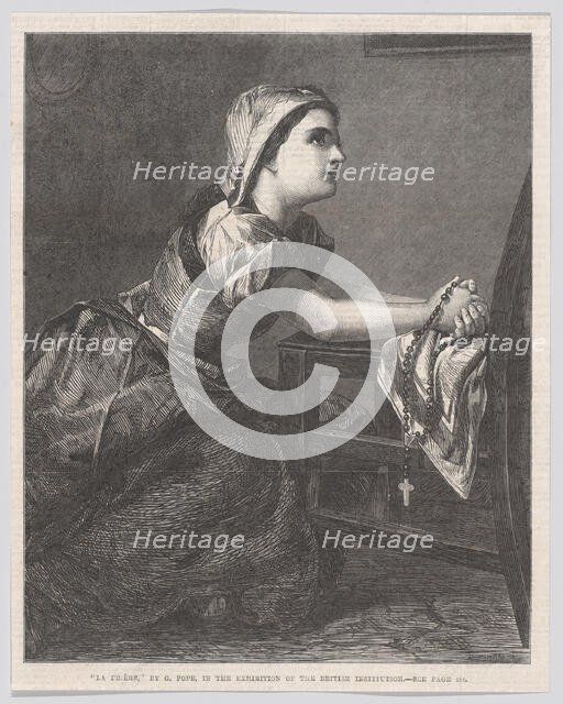 La Prière (The Prayer), from "Illustrated London News", March 2, 1867. Creator: William Luson Thomas.