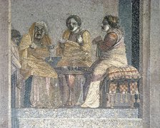 Roman mosaic of Scene from play with masked actors, Villa of Cicero, Pompeii,  c2nd century BC. Artist: Dioscurides of Samos.
