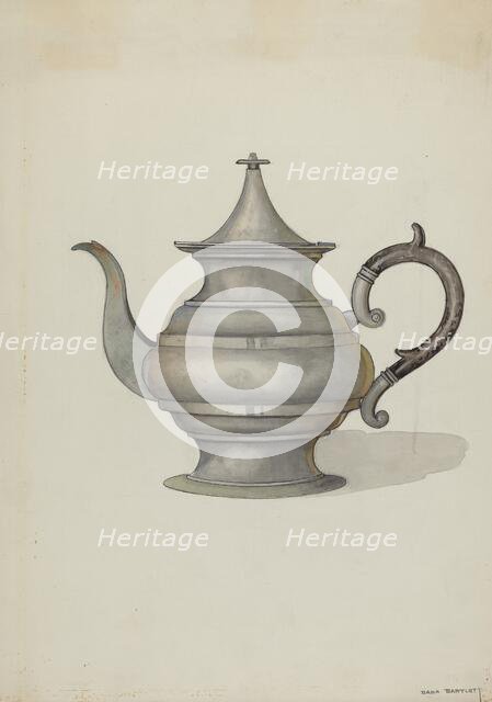 Pewter Teapot, c. 1937. Creator: Dana Bartlett.