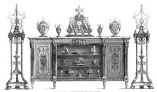 The International Exhibition: cabinet and candelabra by Wright and Mansfield, 1862. Creator: Unknown.