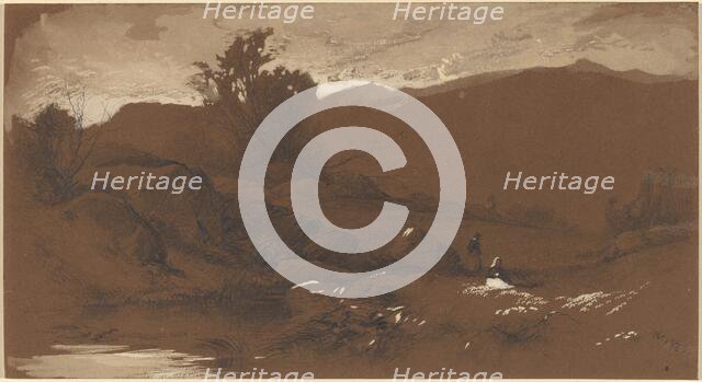 Figures in a Landscape, 1860. Creator: William Hart.