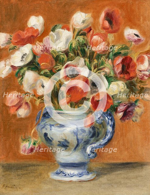 Vase of anemones, 1890. Creator: Renoir, Pierre Auguste (1841-1919).