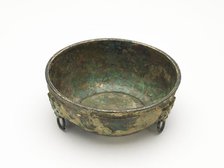 Bowl with masks and ring handles, Han dynasty, 206 BCE-220 CE. Creator: Unknown.