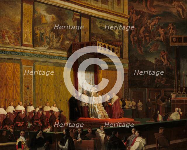 Pope Pius VII in the Sistine Chapel, 1814. Creator: Jean-Auguste-Dominique Ingres.
