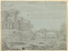 Ruins Overlooking River with Bridge, n.d. Creator: Adriaen van de Venne.