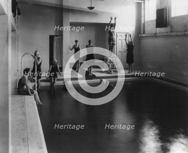 Washington, D.C. Mount Vernon Seminary - girls in swimming pool, between 1890 and 1950. Creator: Frances Benjamin Johnston.