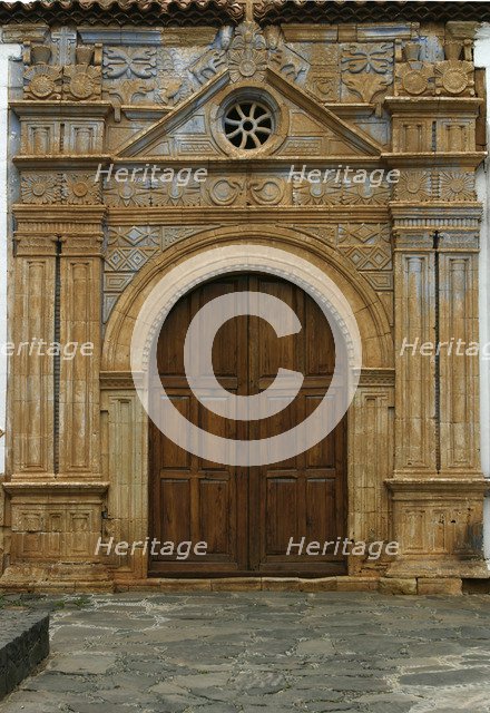 Door of the Iglesia de Nuestra Senora de la Regla, Pajara, Fuerteventura, Canary Islands.