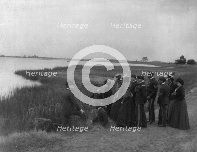 Hampton Institute, Hampton, Va., ca. 1898 - field trip to marsh - studying soil...1899 or 1900. Creator: Frances Benjamin Johnston.