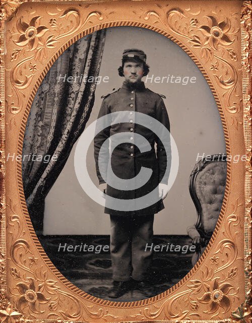 Union Officer Standing at Attention, 1861-65. Creator: Unknown.