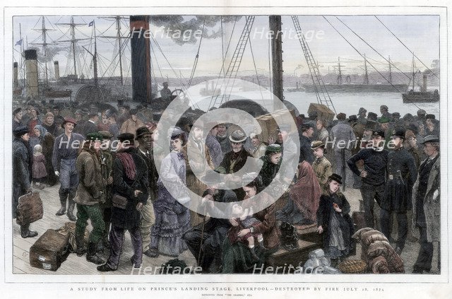 'A Study from Life on Prince's Landing Stage, Liverpool - Destroyed by Fire July 28, 1874'. Artist: Unknown