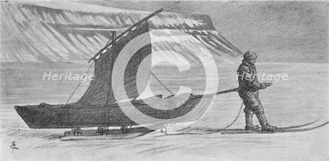 'A Sail with Sledges. South of Cape Richthofen. 6 June, 1896', (1897). Artist: August Eiebakke.