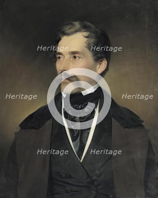 Portrait of a gray-haired gentleman with a mustache, 1849. Creator: Franz Eybl.