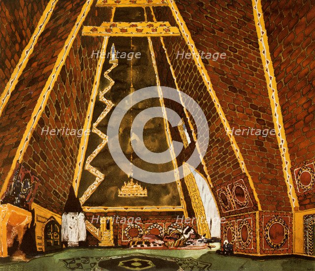 Set design for Thamar, ballet by Mily Balakirev, 1912. Artist: Leon Bakst