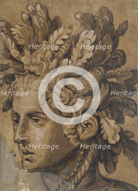 Dryad Head (After Frans Floris), ca 1555. Creator: Gietleughen, Joos van (active between 1555 and 1583).