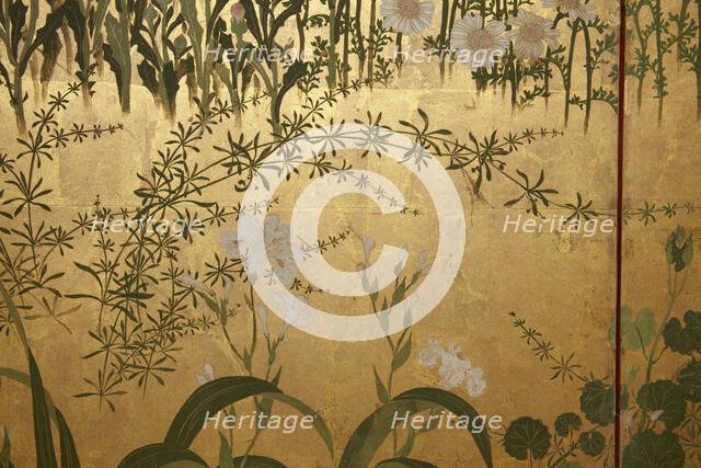 Screen with spring and summer flowers, 1st half of the 18th century. Creator: Watanabe Shiko.