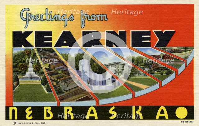 'Greetings from Kearney, Nebraska', postcard, 1940. Artist: Unknown