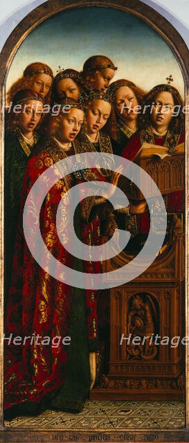 The Ghent Altarpiece. Adoration of the Mystic Lamb: Singing angels, 1432. Creator: Eyck, Jan van (1390-1441).