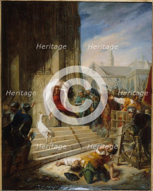 Quasimodo saves Esmeralda from the executioners, 1832. Creator: Henry (Latil), Eugénie (1808-1879).