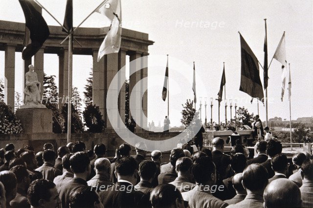 Celebrating Memorial Mass at the monument located in the Diagonal Avenue of Barcelona on October …