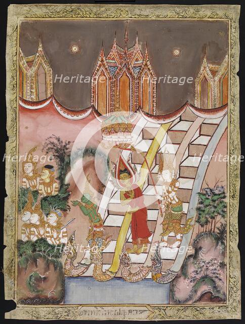 The Buddha's Descent from Tavatimsa Heaven, 19th century. Creator: Unknown.