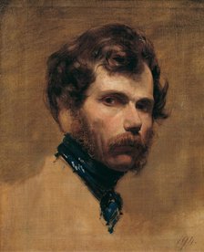 Self-Portrait with a blue necker. Creator: Amerling, Friedrich Ritter von (1803-1887).