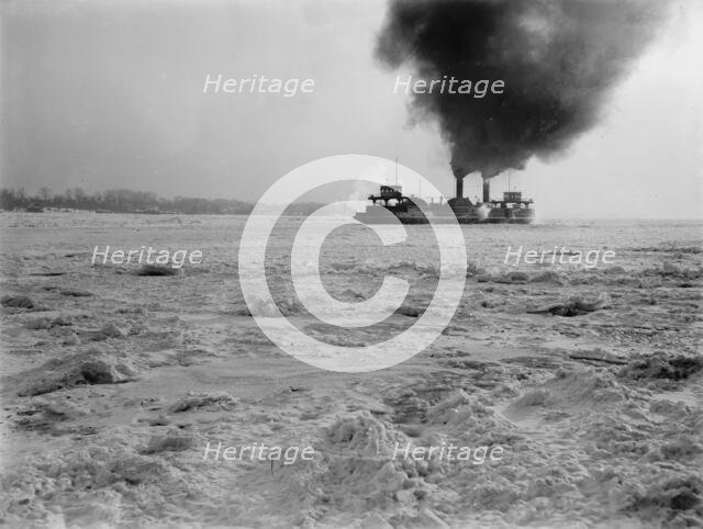 Car ferry in the ice, between 1900 and 1905. Creator: Unknown.