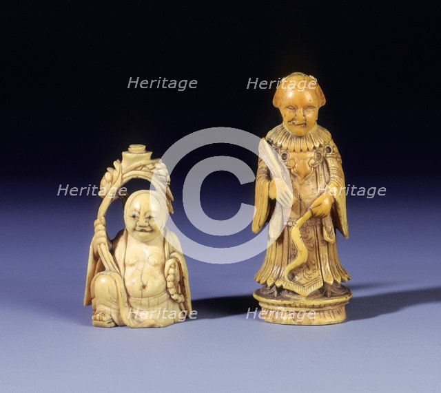 Two ivory figures, early Qing dynasty, China, 1644-1750. Artist: Unknown